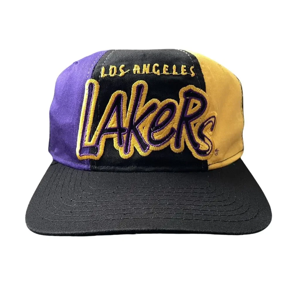 Vintage Starter Los Angeles Lakers Snapback Hat Cap Twill Color Block Embroidery